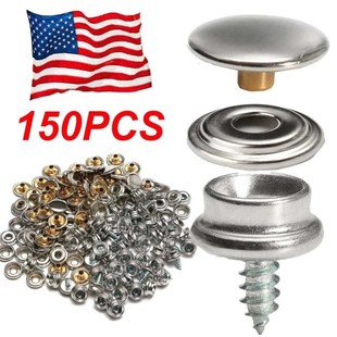 150Pcs Stainless Steel Marine Canvas Fabric Snap Cover Butto
