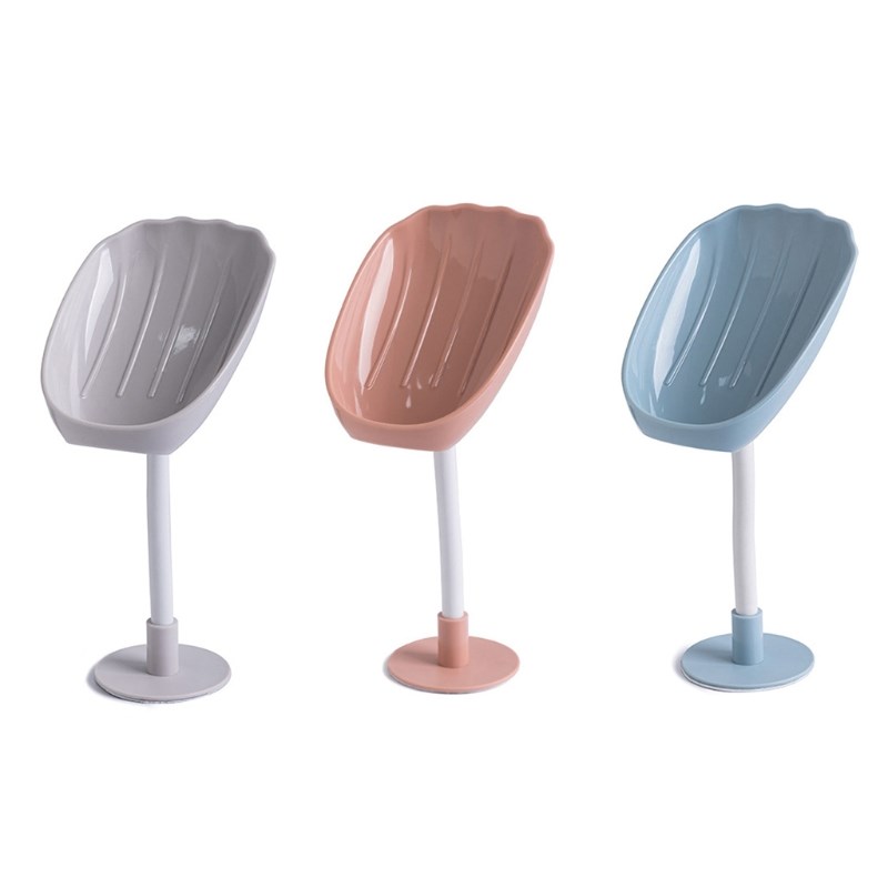 7XEA Self-adhesive Soap Dish Shell-shaped Drain Soap Box Bat