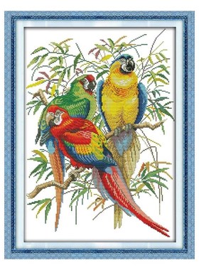 Parrot DIY Handmade Needlework Counted 14CT Printed Cross St