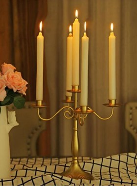 Silver/Gold/Bronze/Black 3-Arms Metal Pillar Candle Holders