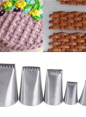5Pcs Stainless Steel Cake Icing Piping Nozzle Basket Weave P