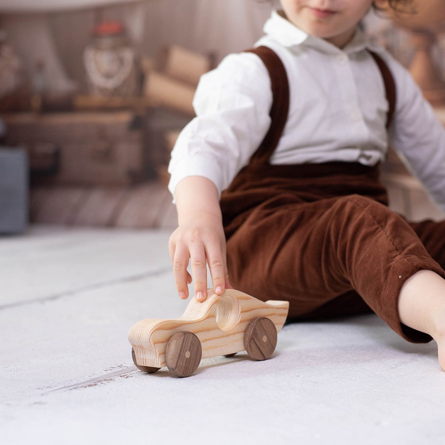 Wooden Toy Car - Lightning McQueen Racing Car Toy - Wooden A