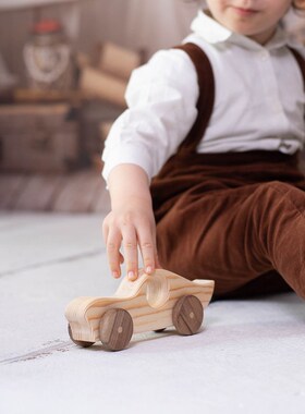 Wooden Toy Car - Lightning McQueen Racing Car Toy - Wooden A