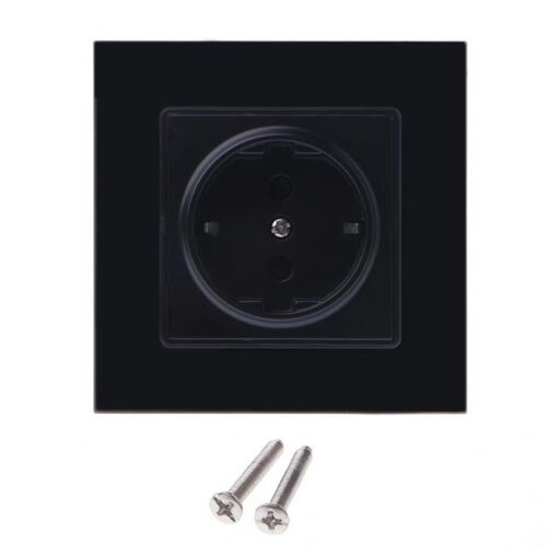 Wall Crystal Glass Panel Power Socket Plug Grounded 16A 110-