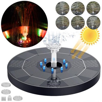 New 8 LED Solar Water Fountain Pond Waterfall Fountain Garde