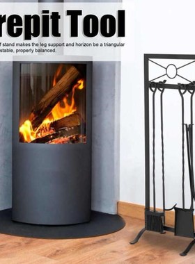 Fireplace Tools Set Firepit Tool Kit with Base Brush Shovel