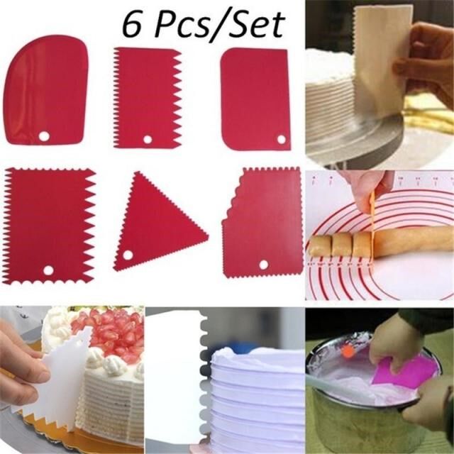 6 Pcs/set Plastic Cake Scraper Dough Pastry Cutter Spatulas