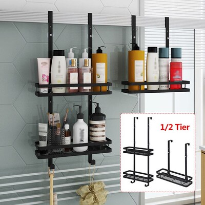 1/2 Tier Black Hanging Bath Shelves Bathroom Shelf Organizer