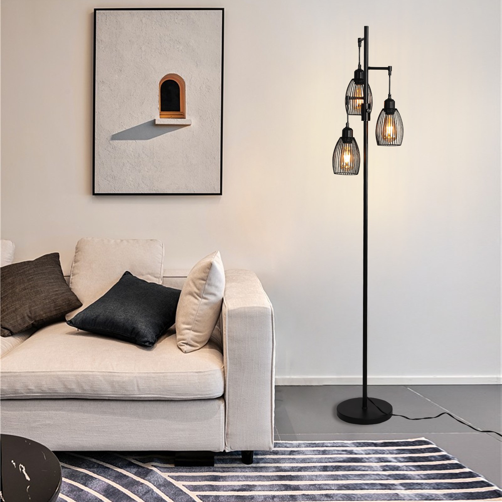 LED Industrial Floor Lamp for Rural Farmhouse Bed Room,with