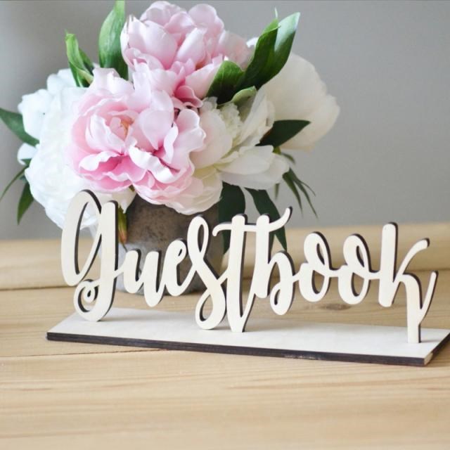 2020 New Cute Wooden Guestbook Sign Wedding Decor Freestandi