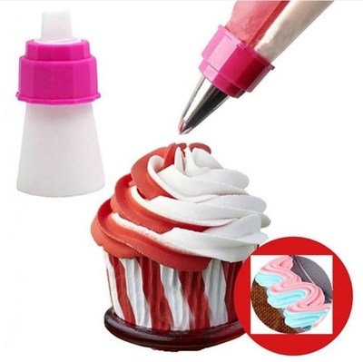 1Pc Icing Piping Bag Nozzle Converter Tri-color Cream Couple