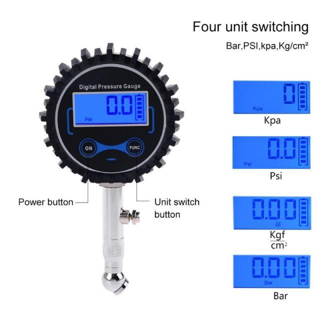 Digital 360° Quick Test Vehicle Tyre Tire Pressure Gauge 3-