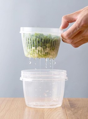 Round Drain Sealed Crisper Box for Ginger Garlic Onion Refri