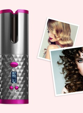Cordless Automatic Hair Curler Wireless Curling Iron USB Rec