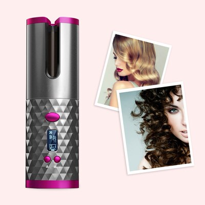Cordless Automatic Hair Curler Wireless Curling Iron USB Rec
