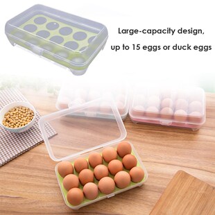 15 Grid Egg Box Plastic Portable Food Container Case Refrige