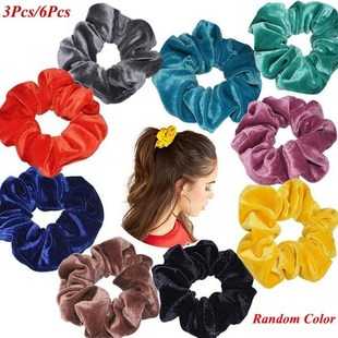 6pcs Velvet Band Scrunchie Elastic Hair Ties Headwear Rope A