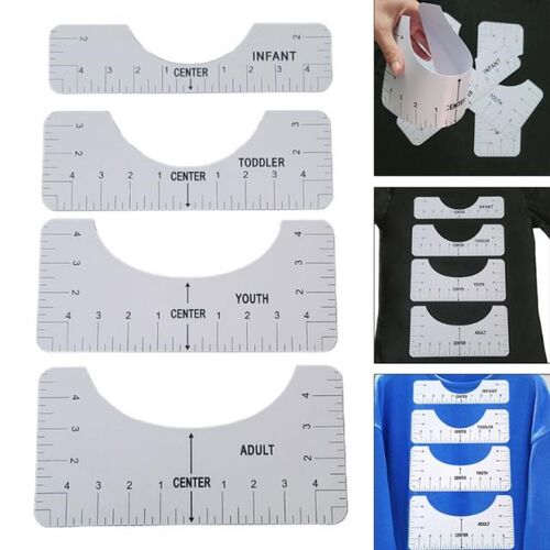 4 pack T-Shirt Alignment Ruler, Craft Ruler with Guide Tool
