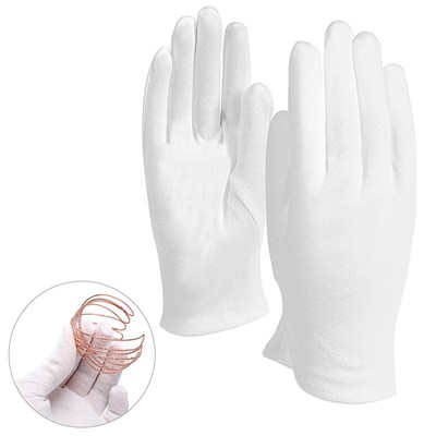 8PCS= 4Pairs White Cotton Gloves Soft Thin Coin Jewelry Insp