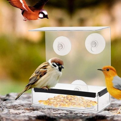 Bird Feeder Clear Acrylic Window Viewing Bird Feeders Tray B