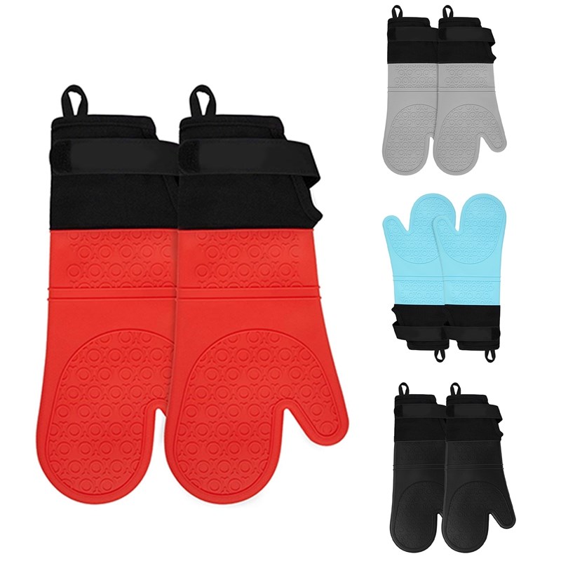 Silicone Oven Mitts with Adjustable Cuff, Oven Mitt with Non