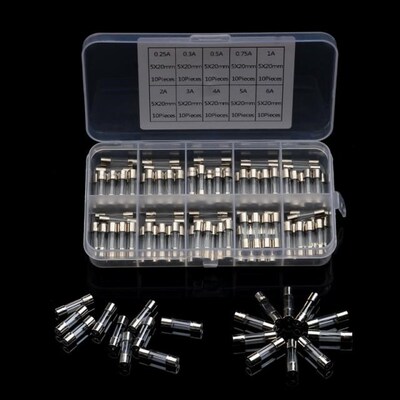 100PCS Quick Fuse Glass Tube Fast-blow Glass Fuse Tubes Asso