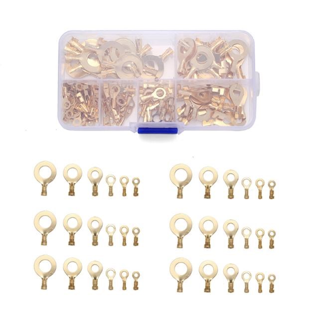 150pcs/set Terminals Golden Brass Non-insulated Crimp Termin - 实物图