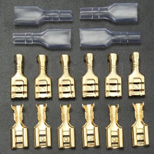 100 Pairs 6.3mm Brass Crimp Terminal Female Spade Connectors