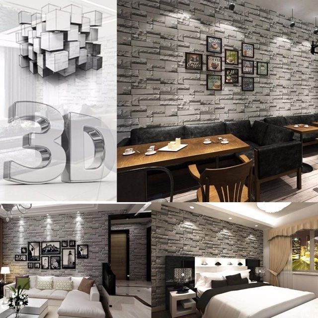 10m house decoration 3d wall stickers paper brick stone wall