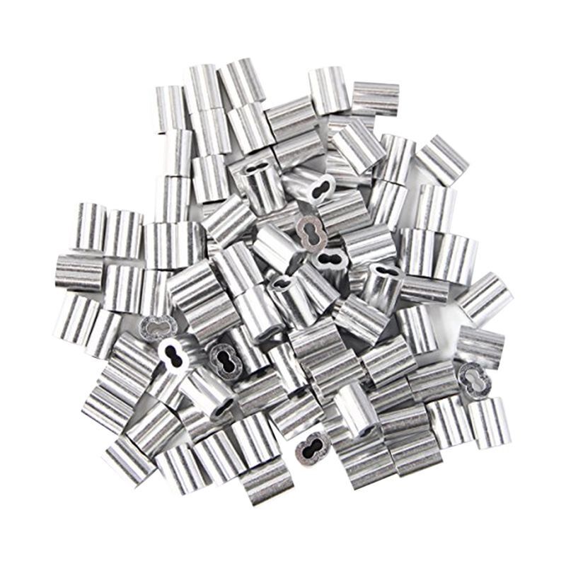 120x Aluminum Crimping Loop Sleeve for 2mm Diameter Wire Rop