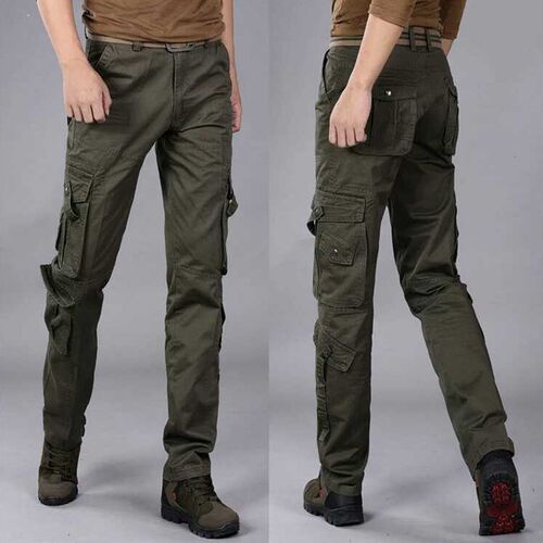 Spring and autumn trousers multi-pocket overalls loose large