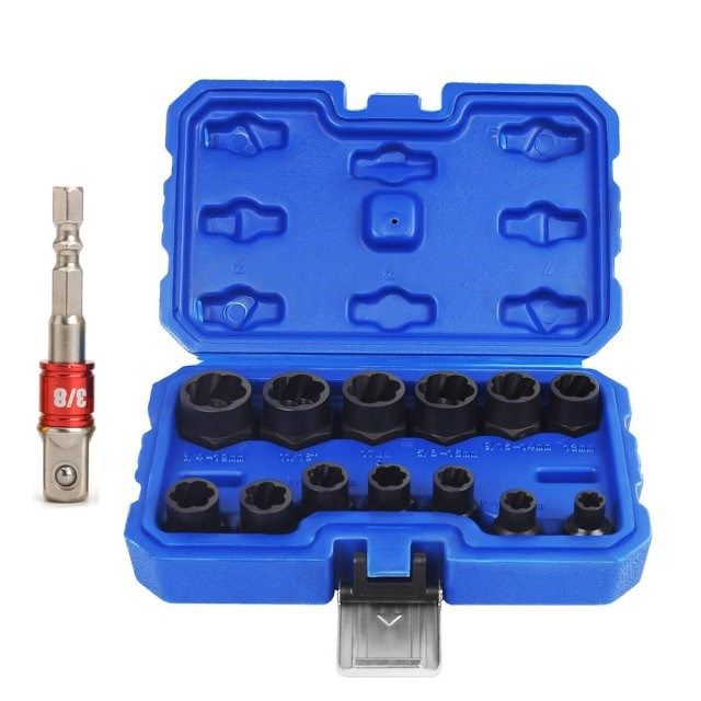 14Pcs Impact Damaged Bolt Nut Remover Extractor Socket Tool