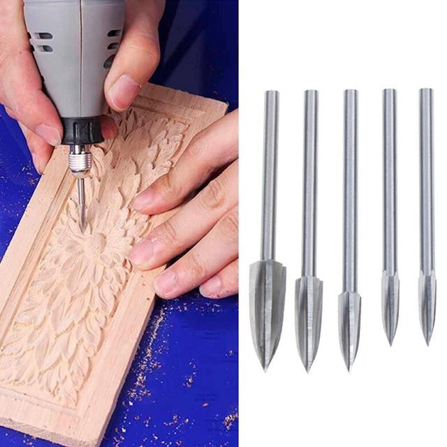5pcs Wood Carving Engraving Drill Bit   Carving Root Tools