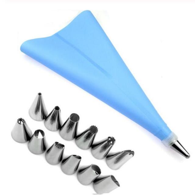 14 PCS/Set Silicone Icing Piping Cream Pastry Bag + 12 PC St