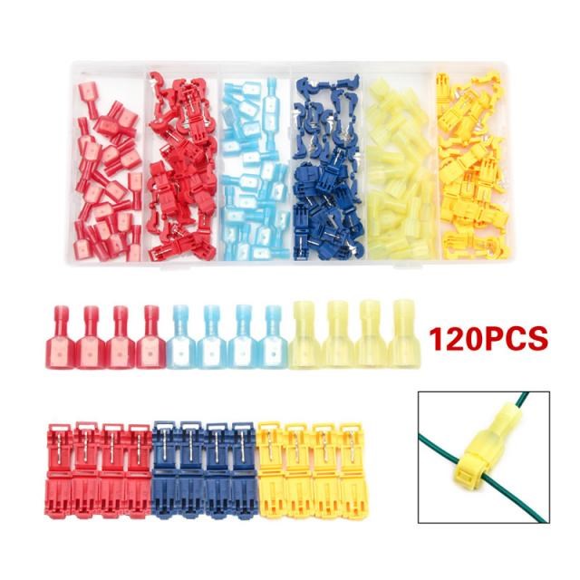 120 PCS Insulated T Tap Quick Electrical Wire Connectors Spl