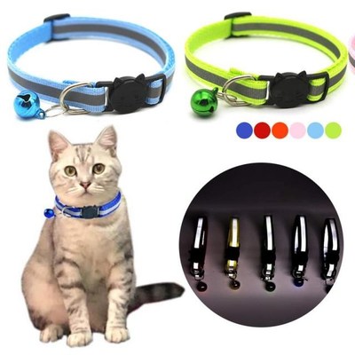Safe Cat Bell Collar Adjustable Nylon Buckles Fashion Reflec