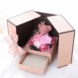 Flower Rose Bear Jewelry Box Valentine'S Day Present Beauty