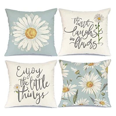 Summer Decorations Pillow Covers Daisy Quote Floral Pillows