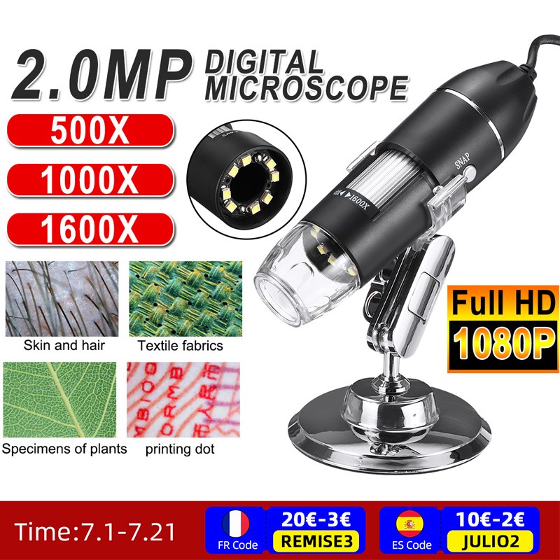 0-1600X 2MP 3 In 1 USB Type C LED Adjustable Microscope Hand