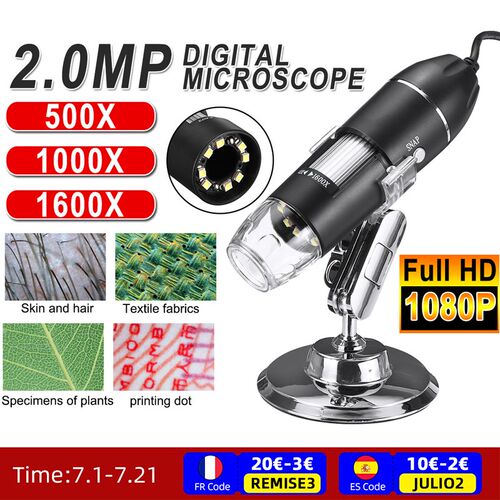 0-1600X 2MP 3 In 1 USB Type C LED Adjustable Microscope Hand