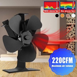 Black Fireplace Powered Blades Stove Heat Log Bur Wood Fan