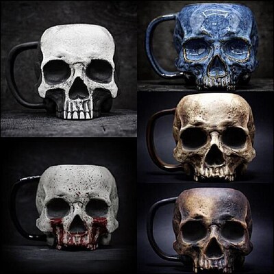 Retro Resin Skull Beer Mug Skull Knight Tankard Decorative C