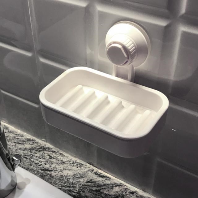 Recableght Suction Cup Plastic Soap Dish Box Punch Free Wall