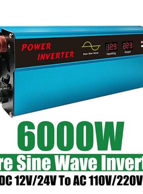 Pure Sine Wave Inverter DC 12V/24V To AC 110V/220V 6000W Pea