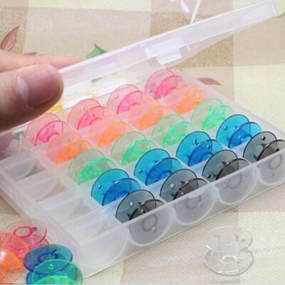 25Pcs/Set Empty Bobbins Sewing Machine Spools Colorful Plast
