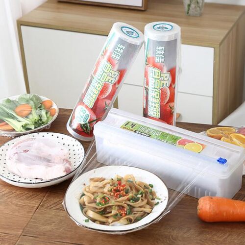 Cling Film Dispenser Holder Plastic Food Wrap Dispenser With