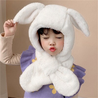 Girl Hat Fur Rabbit Birthday Part Gift Plush Solid Hats for