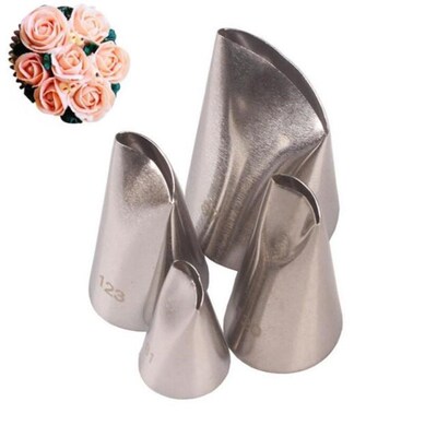4pcs Rose Flower Petal Cream Nozzle Tulip Pastry Tips Piping