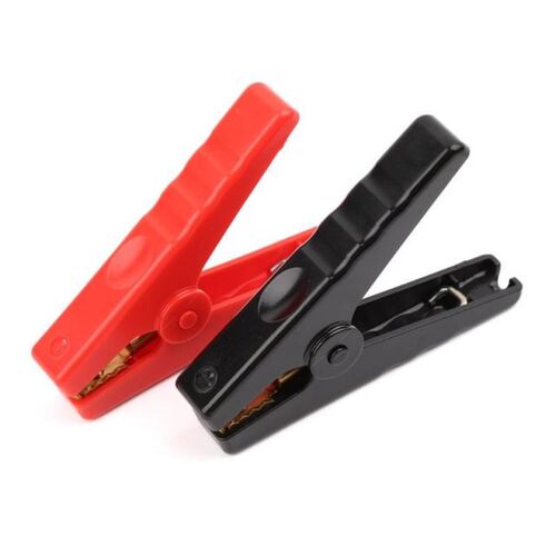 2pcs Copper Insulated Alligator Clips Red Black Testing Clam