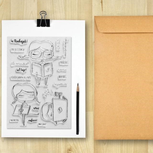Reading Girl Silicone Clear Seal Stamp DIY Scrapbooking Embo